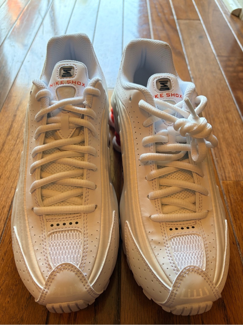 Nike Youth Shox Sneakers - White with Red Accents